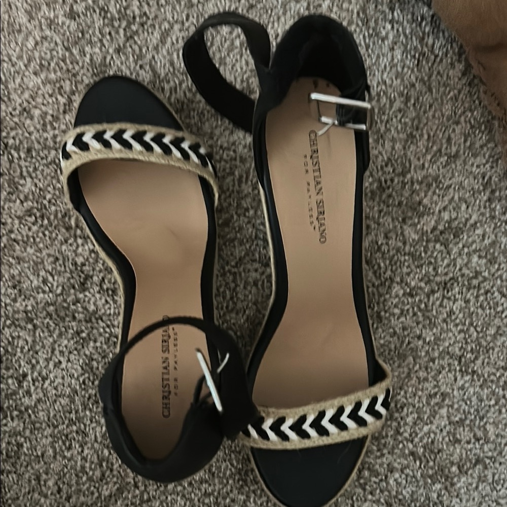Christian Siriano Black and Cream Women's Sandals